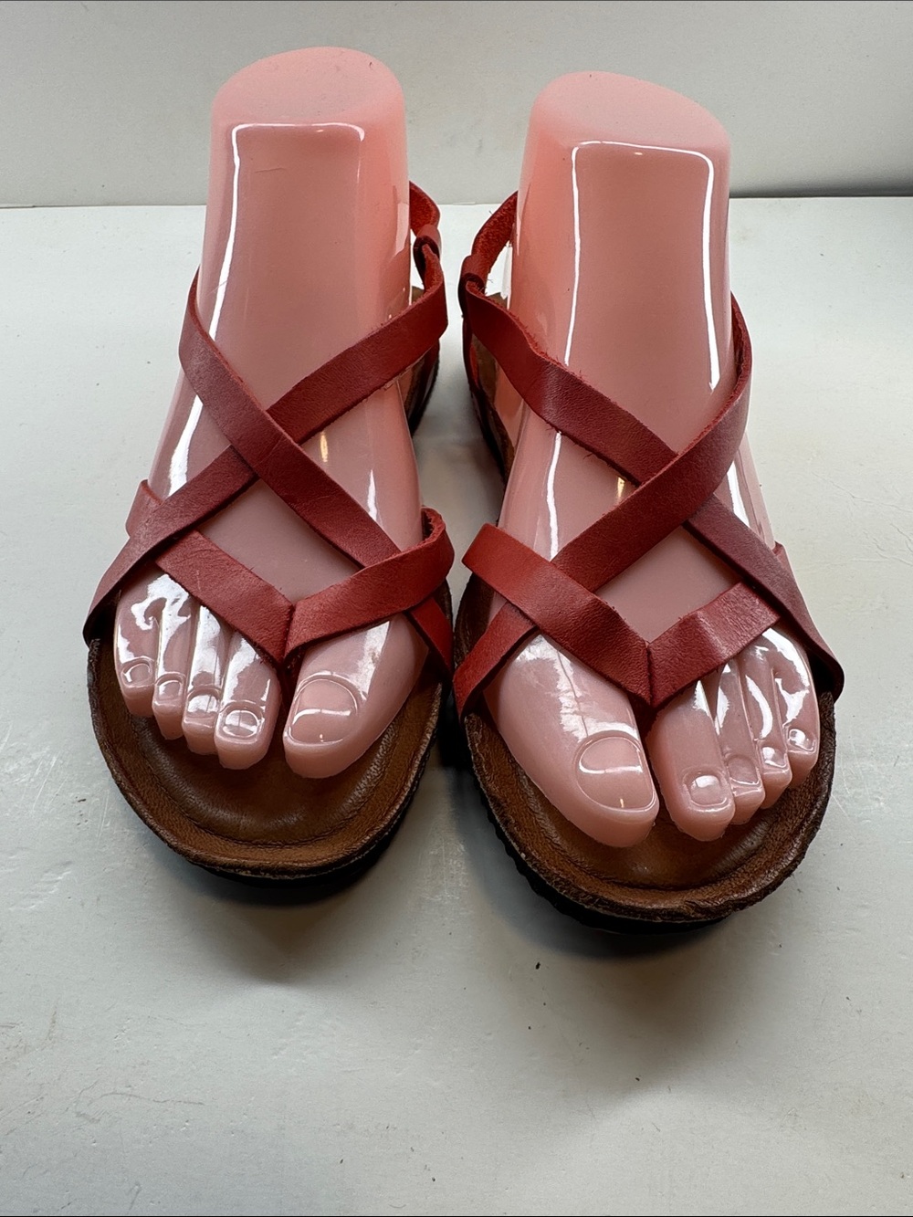 BearPaw Women's Red Crisscross Slide Sandals